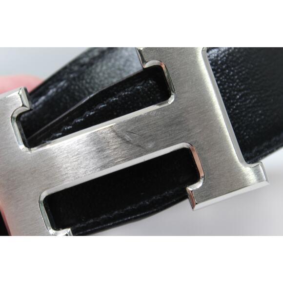 Hermes Constance H Buckle Belt Black Leather Size 85 Palladium - Picture 3 of 9